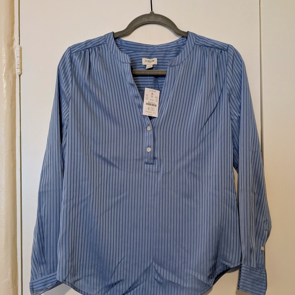 J. Crew Women's Blue Pinstripe Blouse